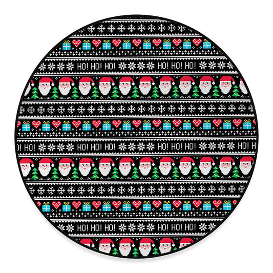 Pixel Christmas Santa Claus Print Round Floor Mat