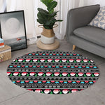 Pixel Christmas Santa Claus Print Round Rug