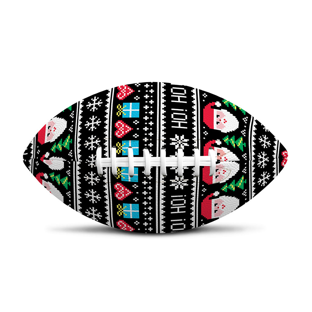 Pixel Christmas Santa Claus Print Rugby Ball