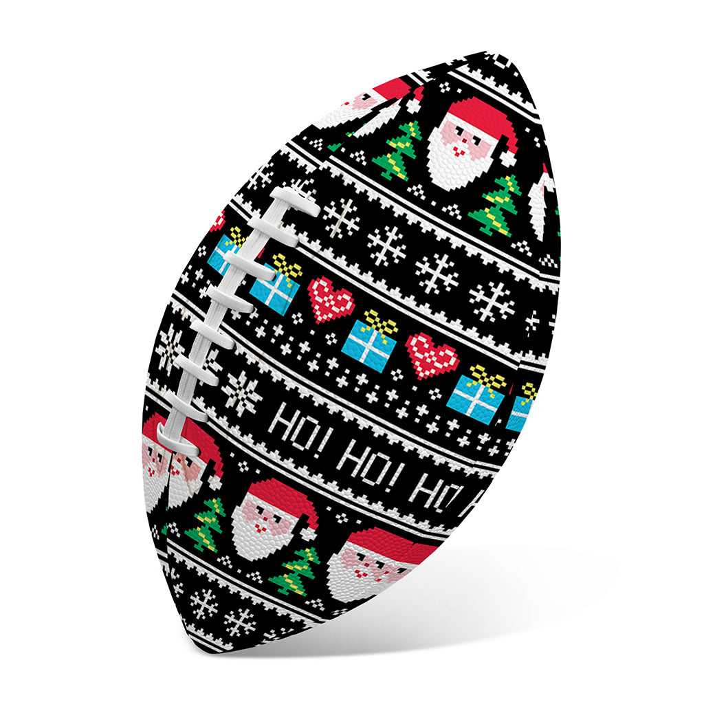 Pixel Christmas Santa Claus Print Rugby Ball