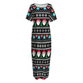Pixel Christmas Santa Claus Print Short Sleeve Long Nightdress