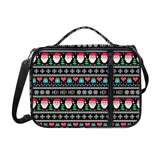 Pixel Christmas Santa Claus Print Shoulder Strap Bible Bag