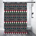 Pixel Christmas Santa Claus Print Shower Curtain