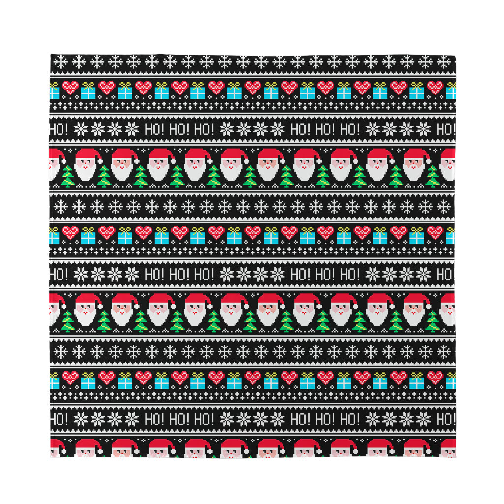Pixel Christmas Santa Claus Print Silk Bandana