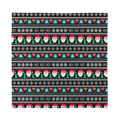 Pixel Christmas Santa Claus Print Silk Bandana