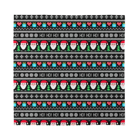 Pixel Christmas Santa Claus Print Silk Bandana