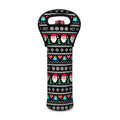 Pixel Christmas Santa Claus Print Single Neoprene Wine Tote