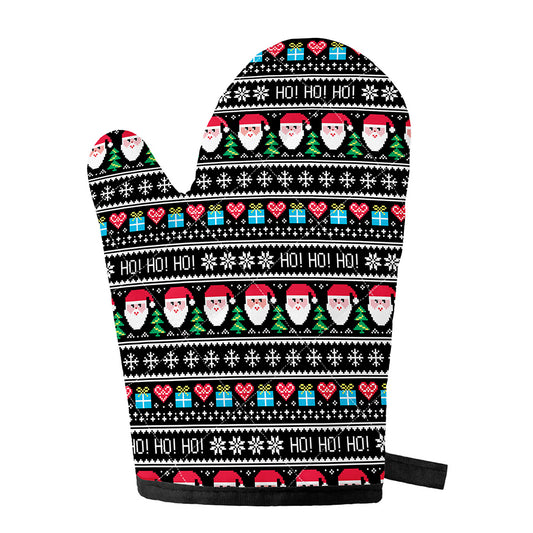 Pixel Christmas Santa Claus Print Single Oven Mitt