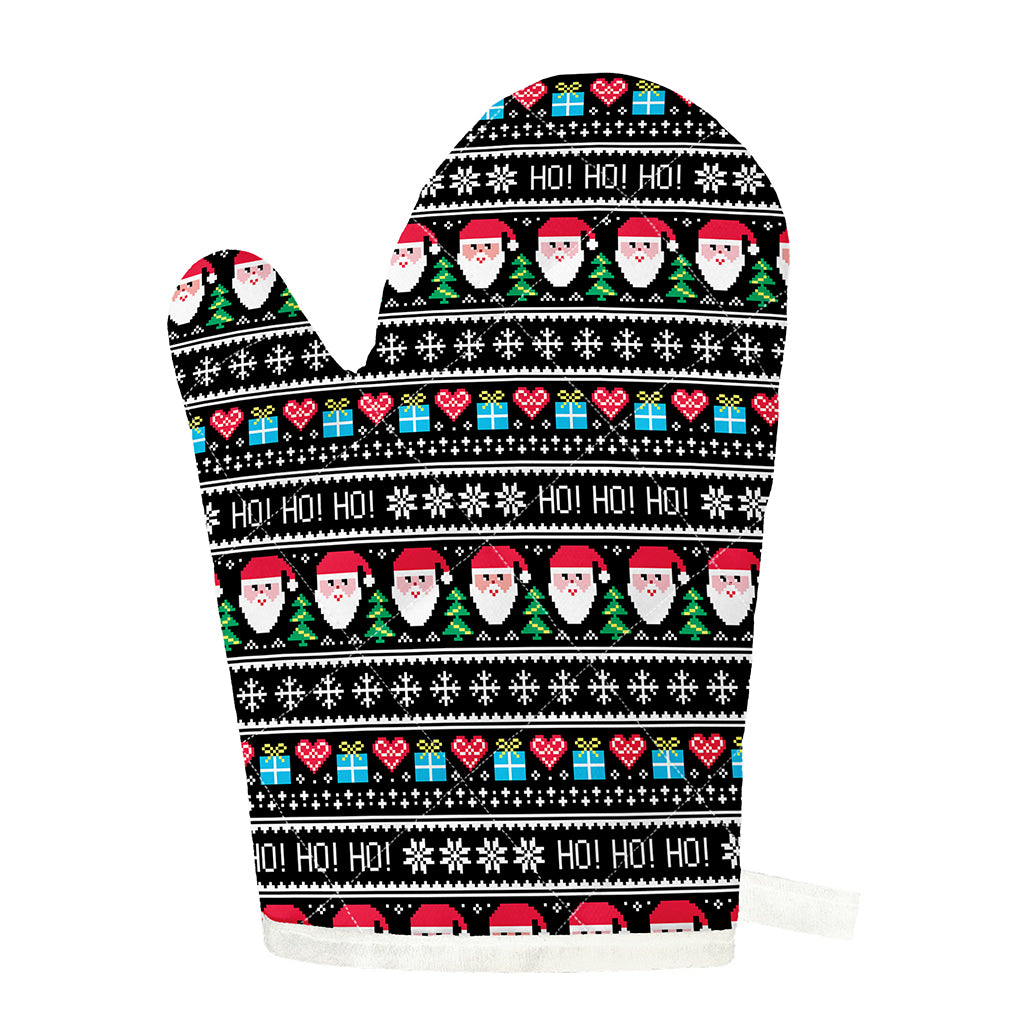 Pixel Christmas Santa Claus Print Single Oven Mitt