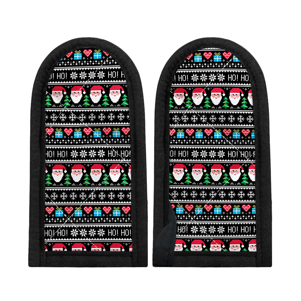 Pixel Christmas Santa Claus Print Skillet Handle Cover
