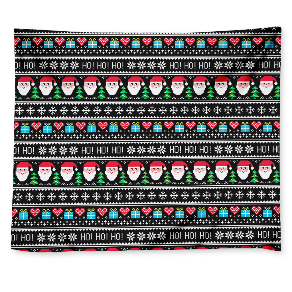 Pixel Christmas Santa Claus Print Tapestry