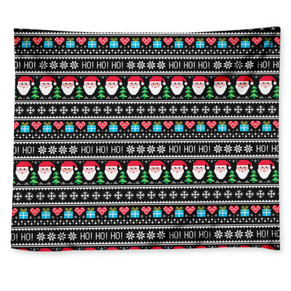 Pixel Christmas Santa Claus Print Tapestry
