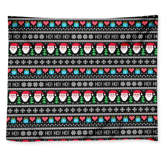 Pixel Christmas Santa Claus Print Tapestry