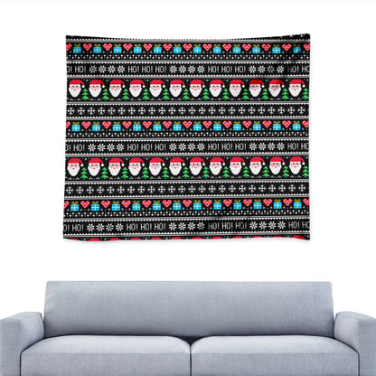 Pixel Christmas Santa Claus Print Tapestry