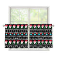 Pixel Christmas Santa Claus Print Tier Curtains