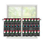 Pixel Christmas Santa Claus Print Tier Curtains
