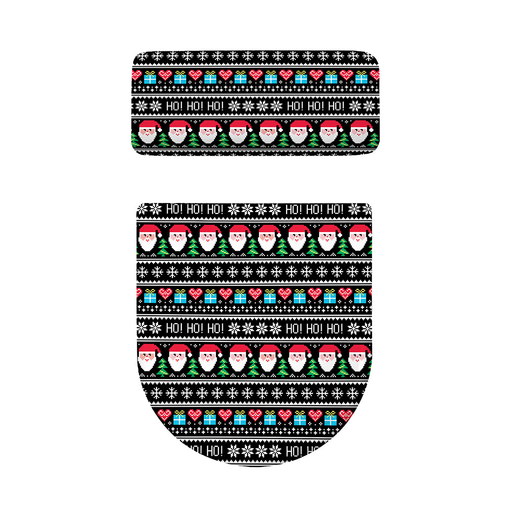 Pixel Christmas Santa Claus Print Toilet Lid And Tank Cover Set