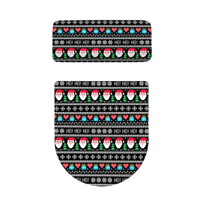 Pixel Christmas Santa Claus Print Toilet Lid And Tank Cover Set