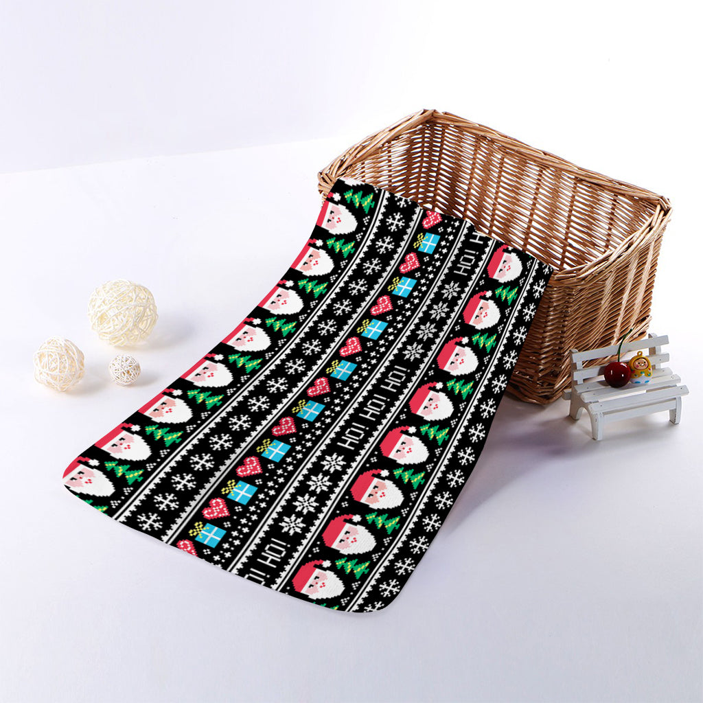 Pixel Christmas Santa Claus Print Towel