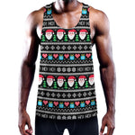 Pixel Christmas Santa Claus Print Training Tank Top
