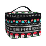 Pixel Christmas Santa Claus Print Travel Makeup Bag
