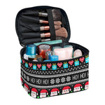 Pixel Christmas Santa Claus Print Travel Makeup Bag