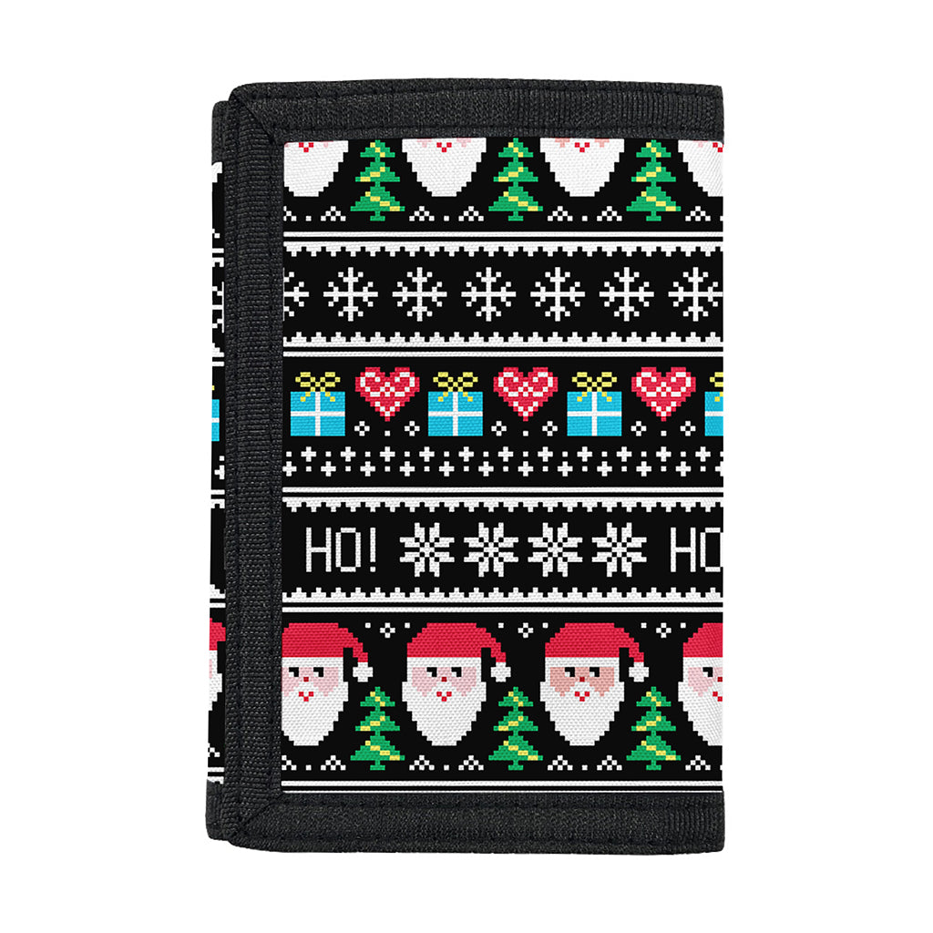 Pixel Christmas Santa Claus Print Trifold Wallet