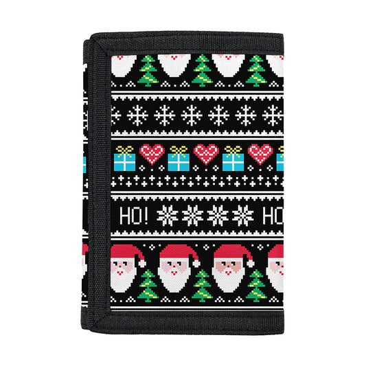 Pixel Christmas Santa Claus Print Trifold Wallet