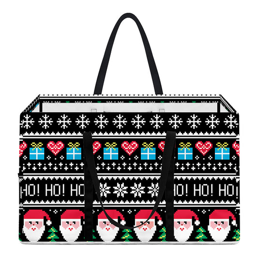 Pixel Christmas Santa Claus Print Utility Tote Bag