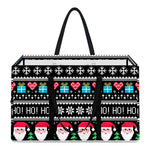 Pixel Christmas Santa Claus Print Utility Tote Bag
