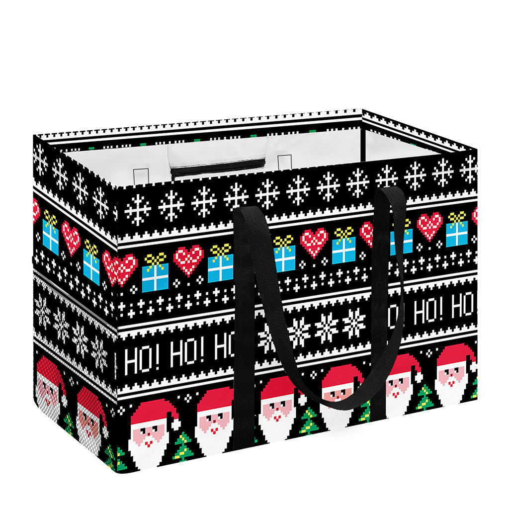 Pixel Christmas Santa Claus Print Utility Tote Bag