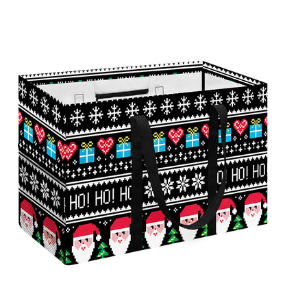Pixel Christmas Santa Claus Print Utility Tote Bag
