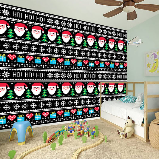Pixel Christmas Santa Claus Print Wall Sticker