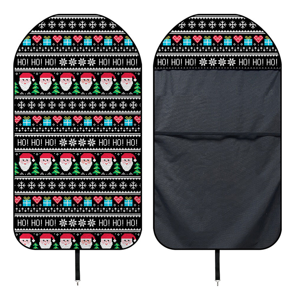 Pixel Christmas Santa Claus Print Waterproof Car Seat Cover