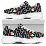 Pixel Christmas Santa Claus Print White Chunky Shoes