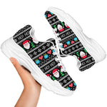 Pixel Christmas Santa Claus Print White Chunky Shoes