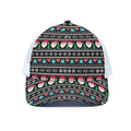 Pixel Christmas Santa Claus Print White Mesh Trucker Hat