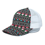 Pixel Christmas Santa Claus Print White Mesh Trucker Cap