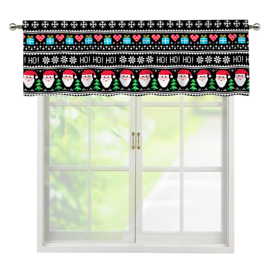 Pixel Christmas Santa Claus Print Window Valance