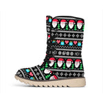 Pixel Christmas Santa Claus Print Winter Boots