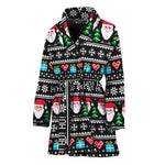 Pixel Christmas Santa Claus Print Women's Bathrobe
