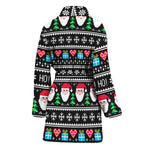 Pixel Christmas Santa Claus Print Women's Bathrobe