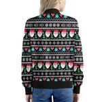 Pixel Christmas Santa Claus Print Women's Bomber Jacket