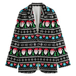 Pixel Christmas Santa Claus Print Women's Cotton Blazer
