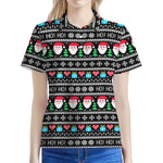 Pixel Christmas Santa Claus Print Women's Polo Shirt