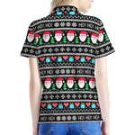 Pixel Christmas Santa Claus Print Women's Polo Shirt