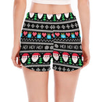 Pixel Christmas Santa Claus Print Women's Split Running Shorts