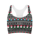 Pixel Christmas Santa Claus Print Women's Sports Bra