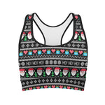 Pixel Christmas Santa Claus Print Women's Sports Bra