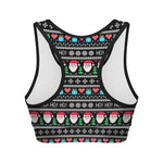 Pixel Christmas Santa Claus Print Women's Sports Bra